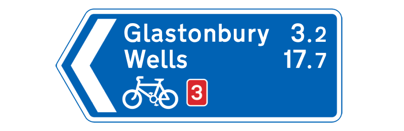cycle route sign in kilometres